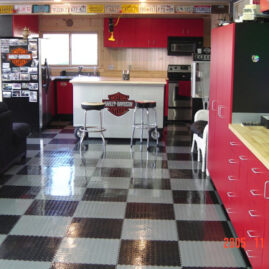 Custom Garage Cabinets and Floor Tiles