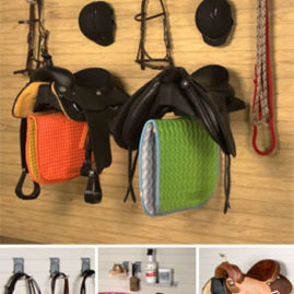 Tack Equipment organized on slatwall panels