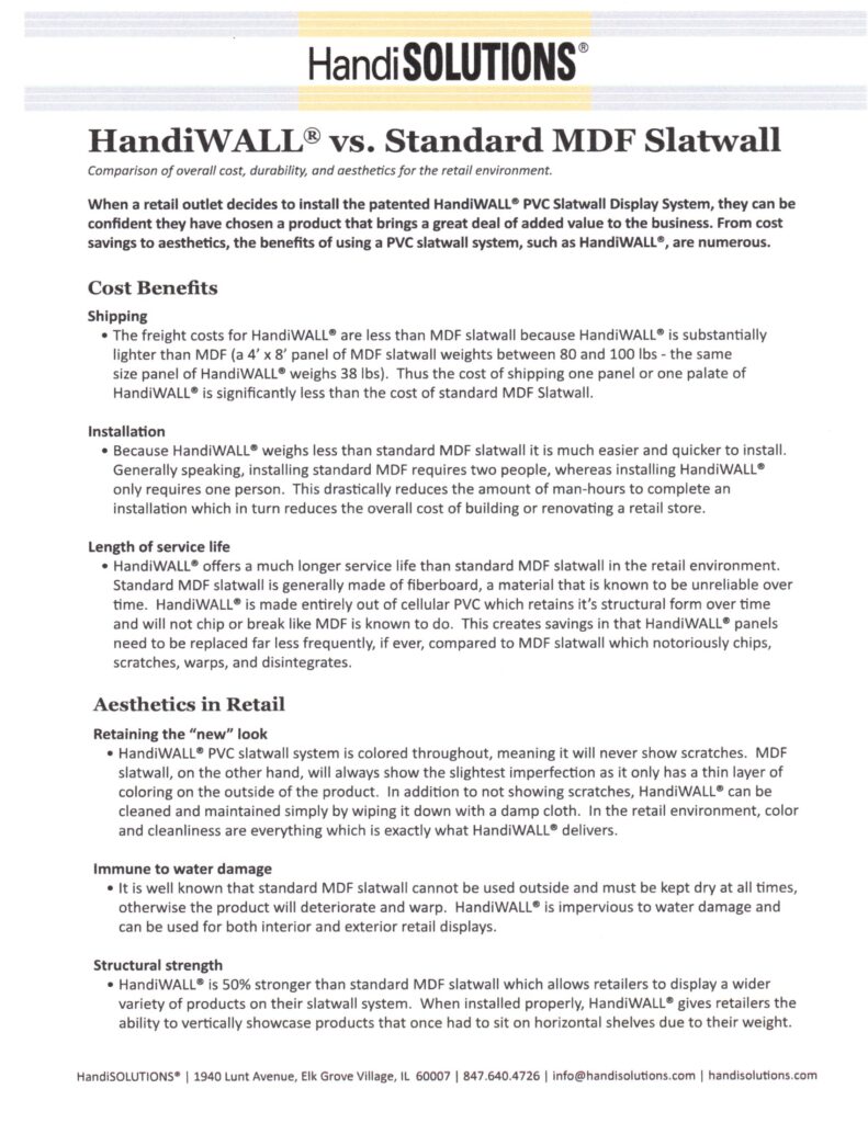 HandiWall versus MDF