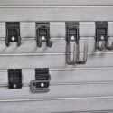 Turn-Lock hooks Kit on slatwall panels.